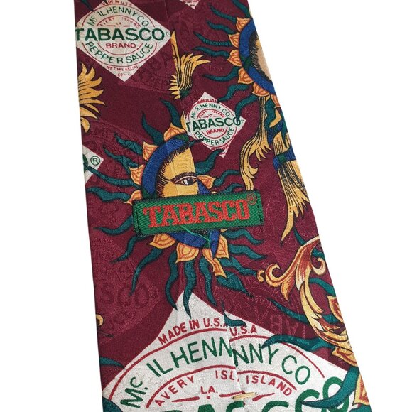 Vintage Necktie Tabasco Pepper Sauce Sun Design Tie Designer Restaurant Waiter - Picture 4 of 5